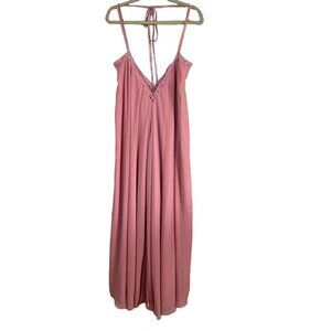 Michael Costello Revolve Dress XXS Pink Maxi Halter Lace Feminine Western Preppy